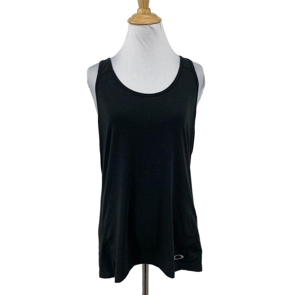 Oakley Top Womens L Large Black Power Scoop Neck Racerback Active Stretch Tank